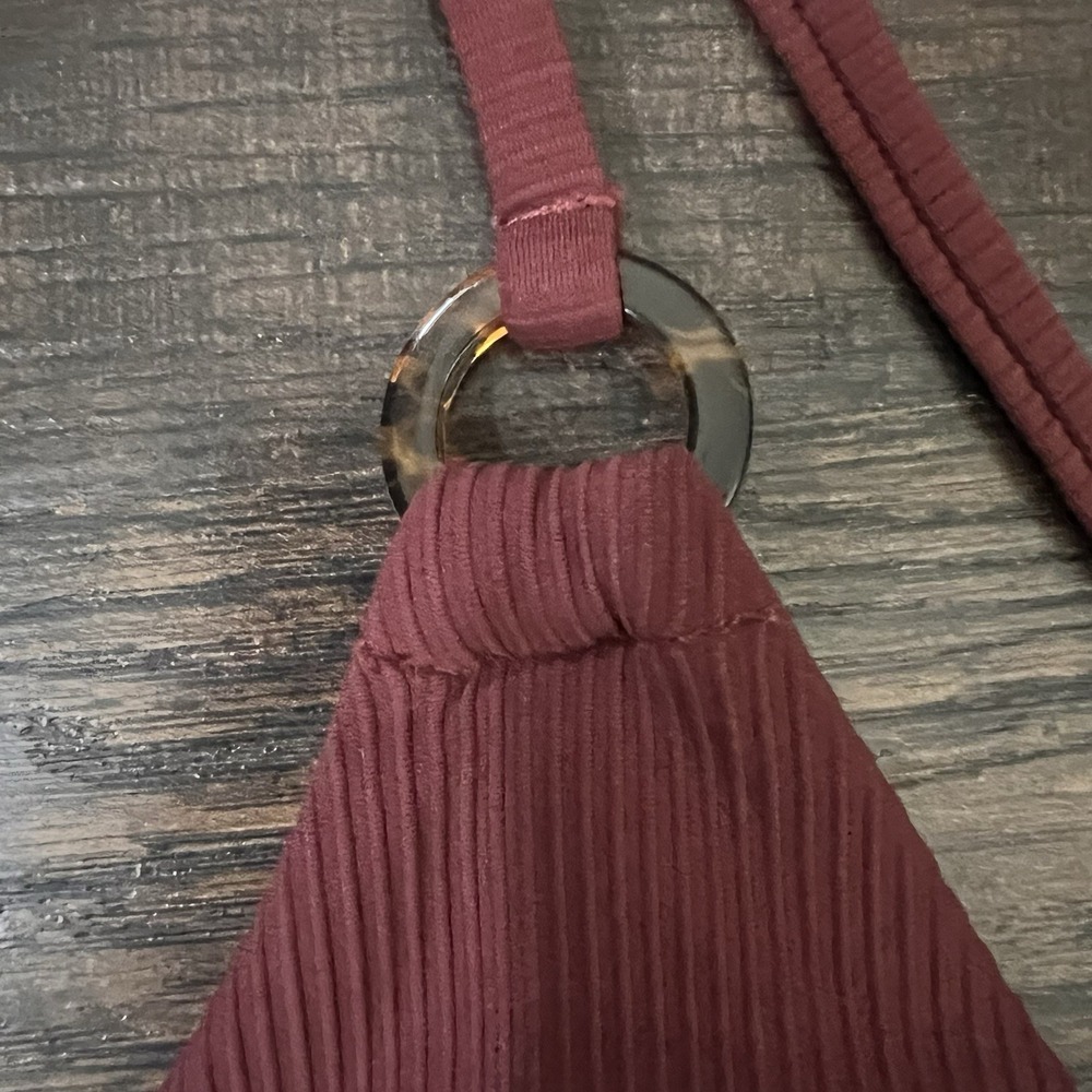 Berlook String Bikini Set XS Triangle Top Cheeky Bottoms NWT Brown Ribbed Padded - Picture 6 of 6